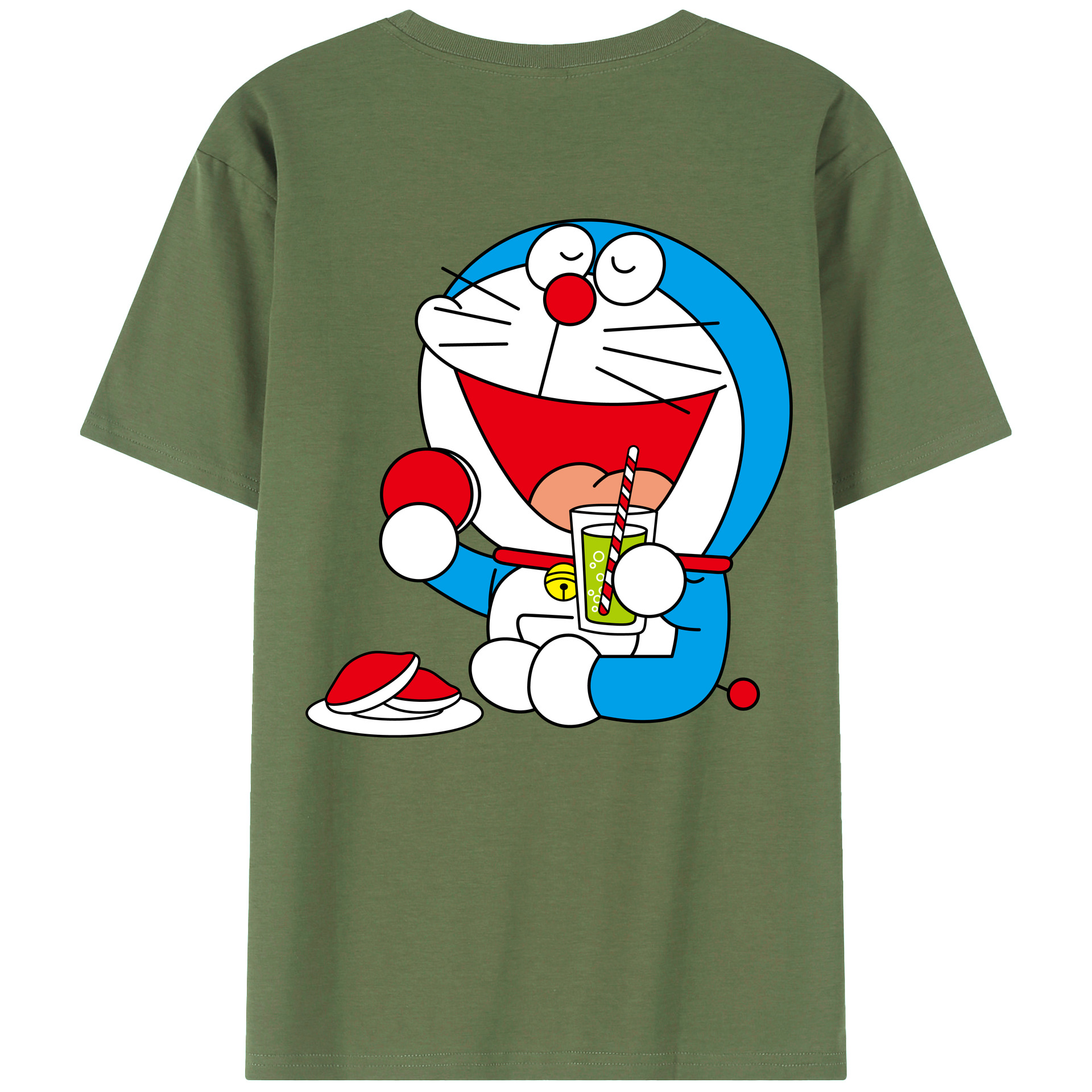 （画像用） ドラえもん Doraemon 綿100％ メンズ半袖Tシャツ（バックプリント） 通気性